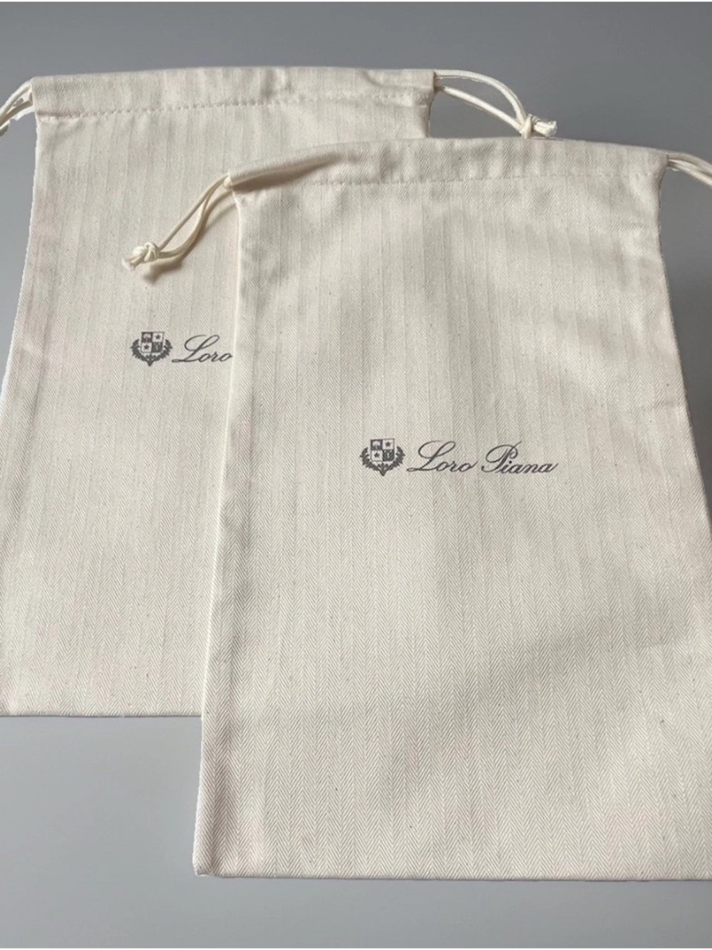 Loro Piana Cream Drawstring Dust Bags (Pair) 8” x 12.5” new